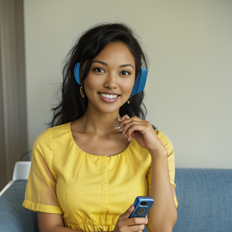 Happy person answering phone